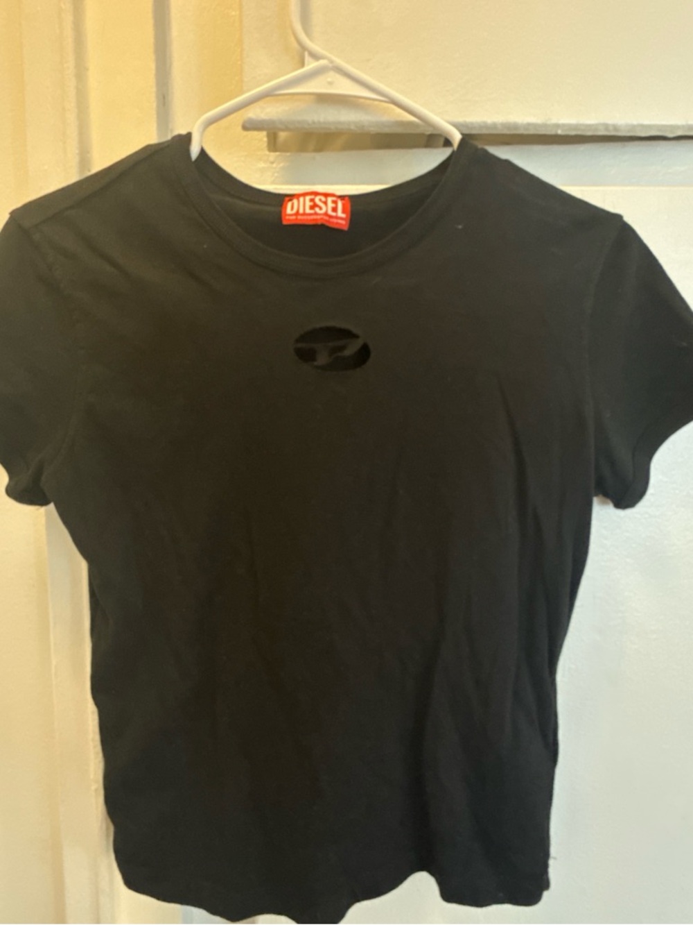 Diesel Black Short Sleeve Crewneck Tee with Subtle Chest Logo